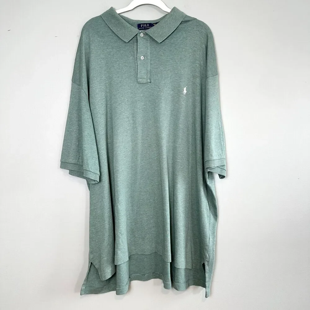 Polo Ralph Lauren Polo Shirt Short Sleeve Cotton Mens 4XB Green Pony Logo SEE